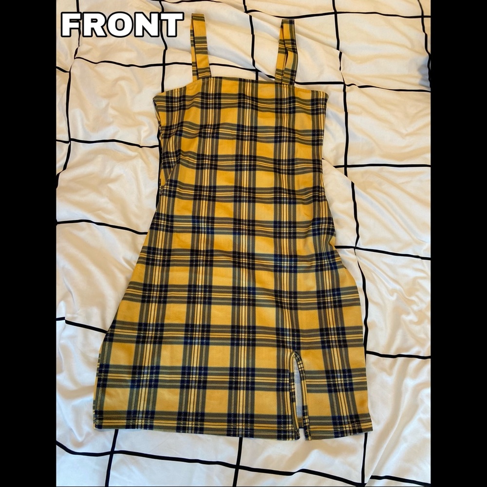 Yellow Checkered Pattern Dress
